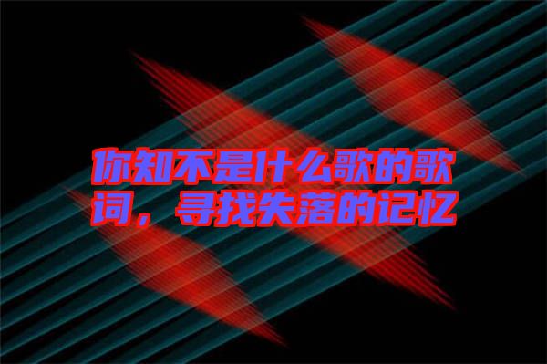 你知不是什么歌的歌詞，尋找失落的記憶