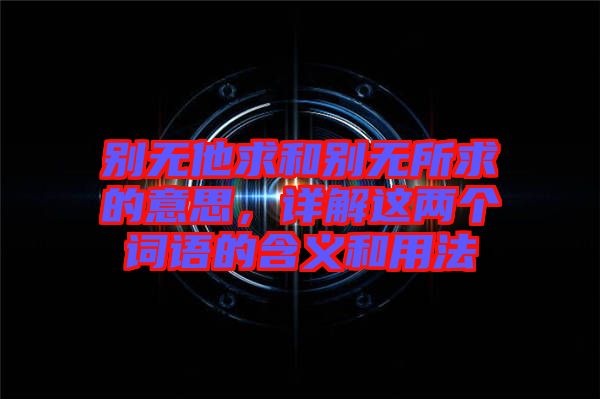 別無他求和別無所求的意思，詳解這兩個詞語的含義和用法
