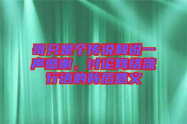 哥只是個(gè)傳說和說一聲感謝，討論網(wǎng)絡(luò)流行語的背后意義