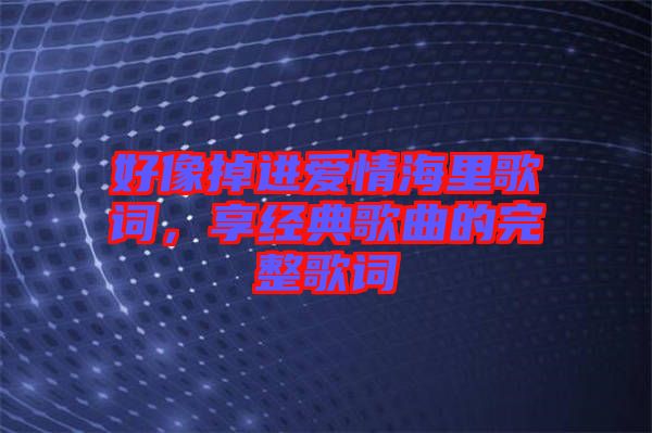 好像掉進(jìn)愛情海里歌詞，享經(jīng)典歌曲的完整歌詞
