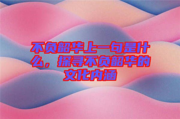 不負(fù)韶華上一句是什么，探尋不負(fù)韶華的文化內(nèi)涵
