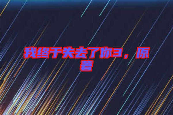 我終于失去了你3，原著