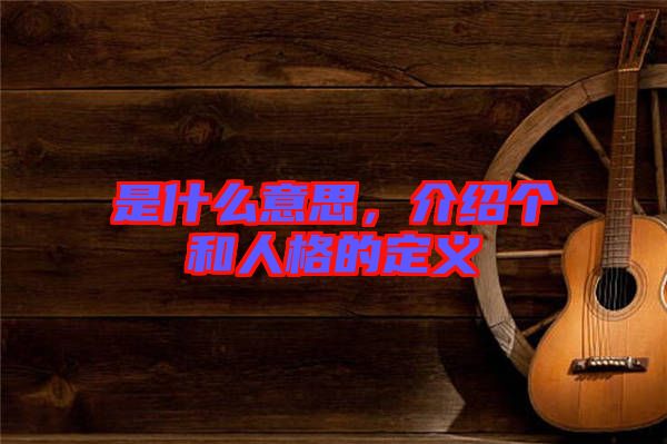 是什么意思，介紹個和人格的定義