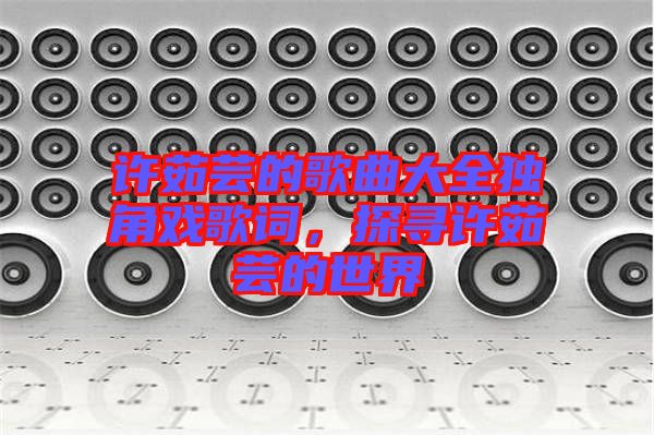 許茹蕓的歌曲大全獨角戲歌詞，探尋許茹蕓的世界