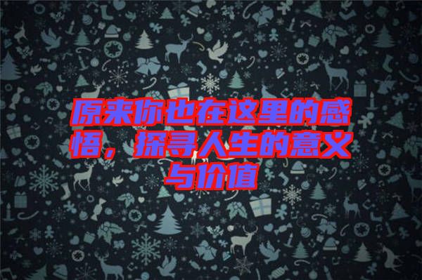 原來你也在這里的感悟，探尋人生的意義與價值