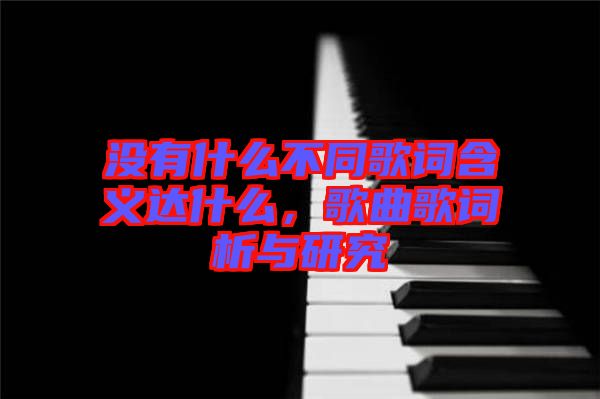 沒有什么不同歌詞含義達什么，歌曲歌詞析與研究