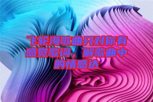飛輪海歌曲只對(duì)你有感覺歌詞，解歌曲中的情感達(dá)