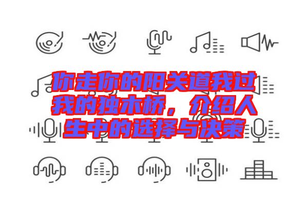 你走你的陽關道我過我的獨木橋，介紹人生中的選擇與決策