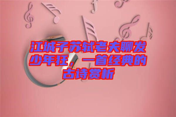 江城子蘇軾老夫聊發(fā)少年狂，一首經(jīng)典的古詩賞析