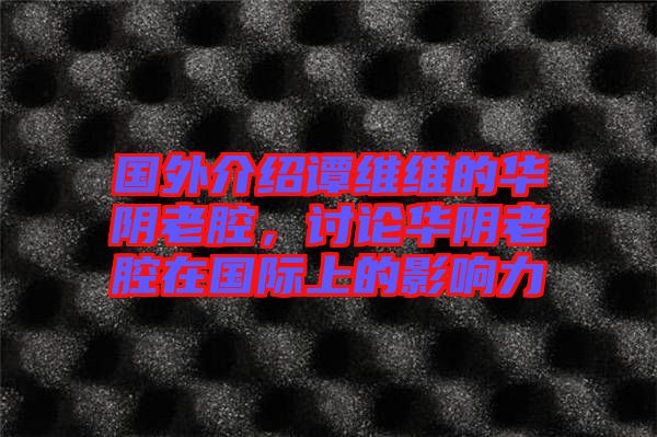 國外介紹譚維維的華陰老腔，討論華陰老腔在國際上的影響力