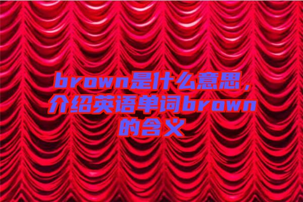 brown是什么意思，介紹英語(yǔ)單詞brown的含義