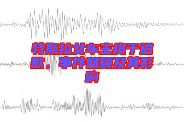 特斯拉女車主終于道歉，事件回顧及其影響