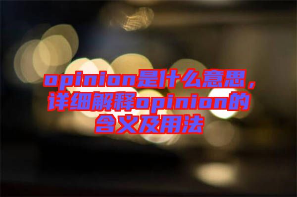 opinion是什么意思，詳細解釋opinion的含義及用法