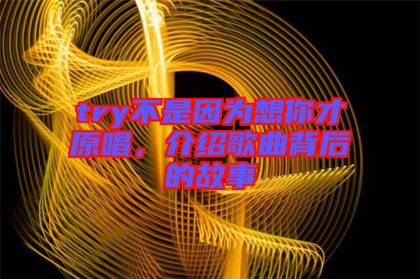 try不是因?yàn)橄肽悴旁?，介紹歌曲背后的故事