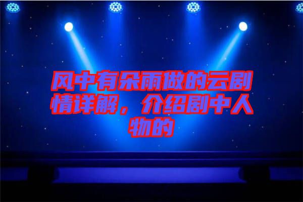 風(fēng)中有朵雨做的云劇情詳解，介紹劇中人物的