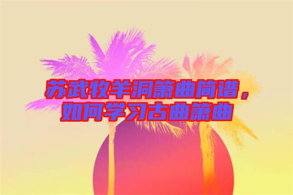 蘇武牧羊洞簫曲簡譜，如何學習古曲簫曲