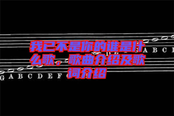 我已不是你的誰是什么歌，歌曲介紹及歌詞介紹