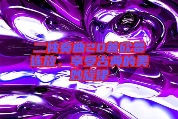 二獨(dú)奏曲20首欣賞連放，享受古典的美妙旋律