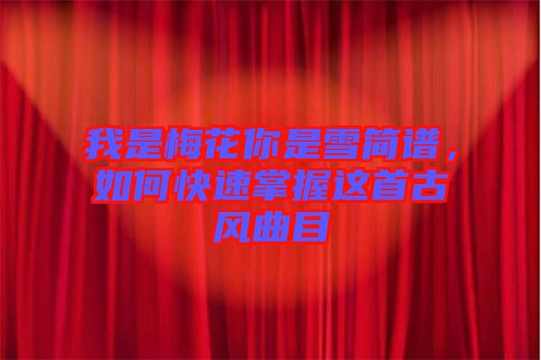 我是梅花你是雪簡譜，如何快速掌握這首古風曲目