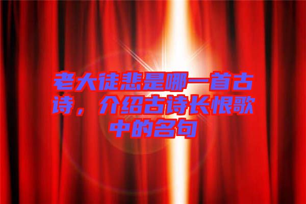 老大徒悲是哪一首古詩，介紹古詩長恨歌中的名句