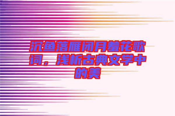 沉魚落雁閉月羞花歌詞，淺析古典文學(xué)中的美