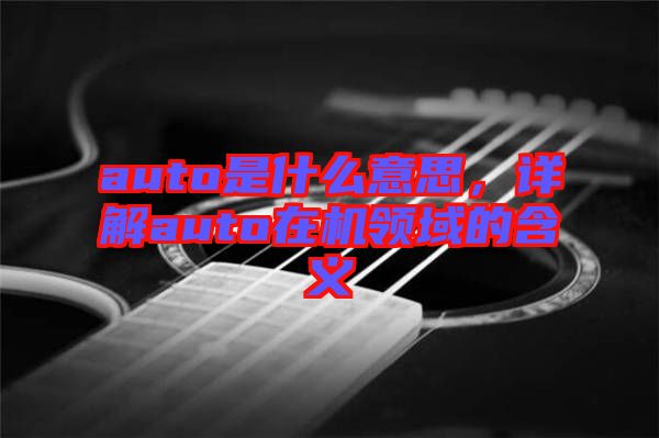 auto是什么意思，詳解auto在機領(lǐng)域的含義