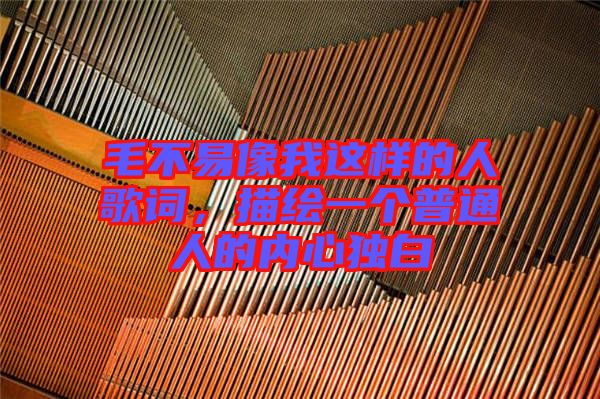 毛不易像我這樣的人歌詞，描繪一個普通人的內心獨白