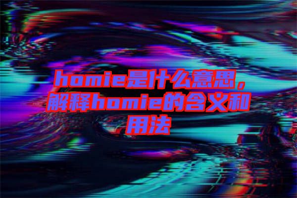 homie是什么意思，解釋homie的含義和用法