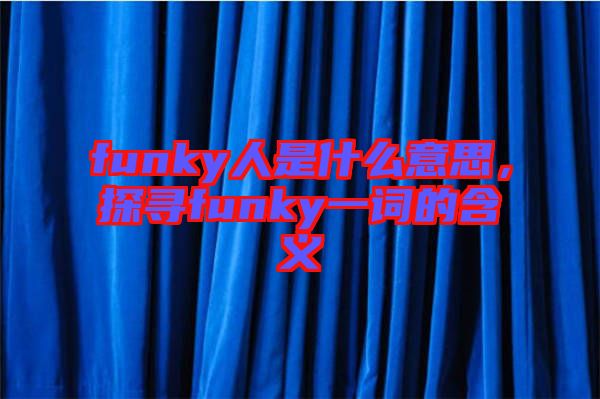funky人是什么意思，探尋funky一詞的含義