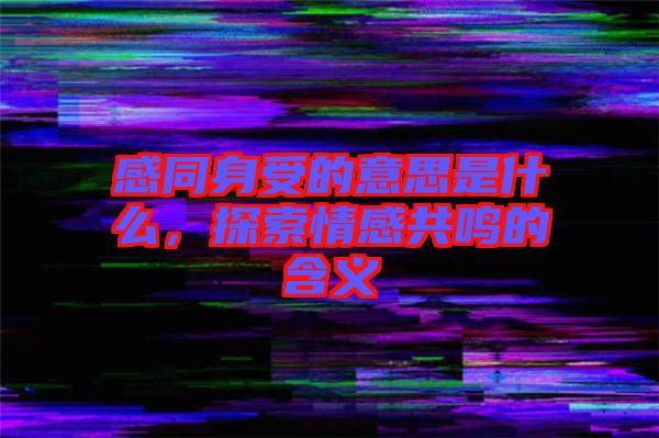 感同身受的意思是什么，探索情感共鳴的含義