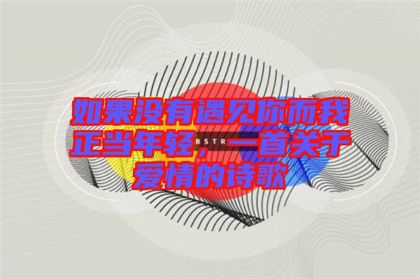 如果沒有遇見你而我正當(dāng)年輕，一首關(guān)于愛情的詩歌