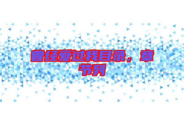 曾經(jīng)愛過我目錄，章節(jié)列
