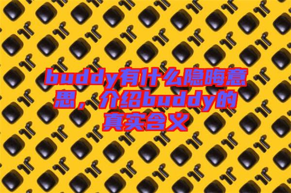 buddy有什么隱晦意思，介紹buddy的真實(shí)含義