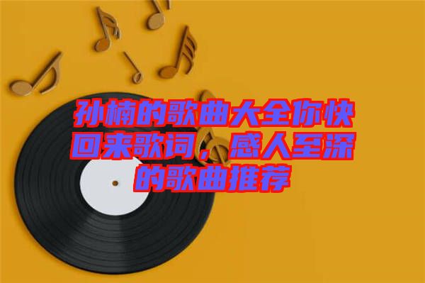 孫楠的歌曲大全你快回來歌詞，感人至深的歌曲推薦