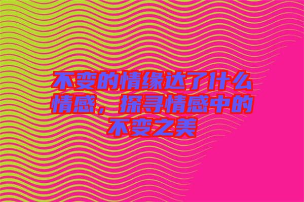 不變的情緣達(dá)了什么情感，探尋情感中的不變之美