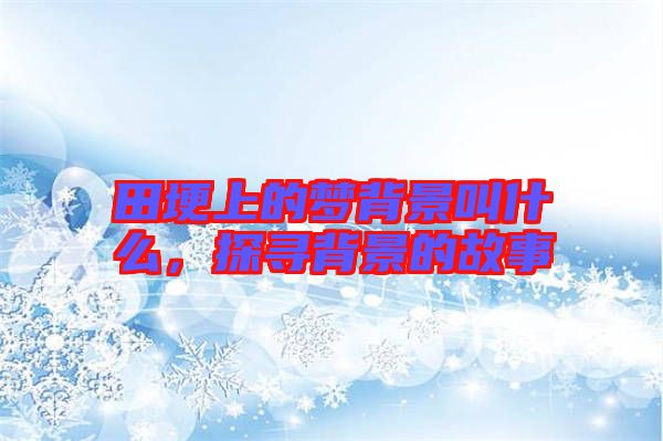 田埂上的夢背景叫什么，探尋背景的故事