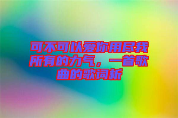 可不可以愛你用盡我所有的力氣，一首歌曲的歌詞析