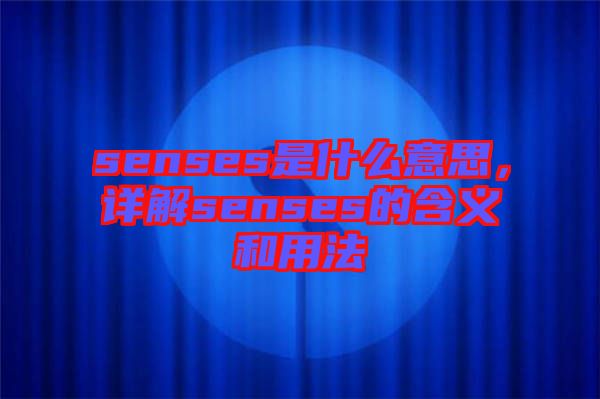 senses是什么意思，詳解senses的含義和用法