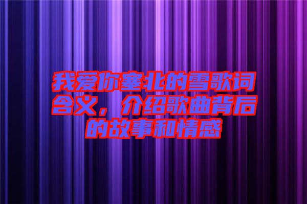 我愛你塞北的雪歌詞含義，介紹歌曲背后的故事和情感