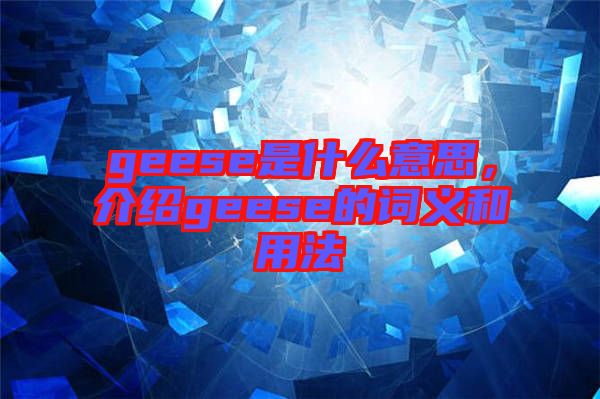 geese是什么意思，介紹geese的詞義和用法