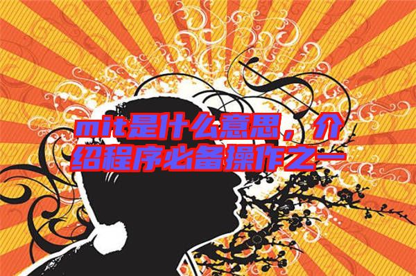 mit是什么意思，介紹程序必備操作之一