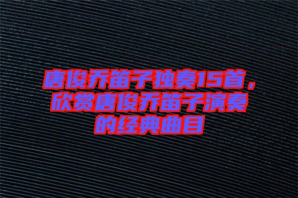 唐俊喬笛子獨奏15首，欣賞唐俊喬笛子演奏的經(jīng)典曲目