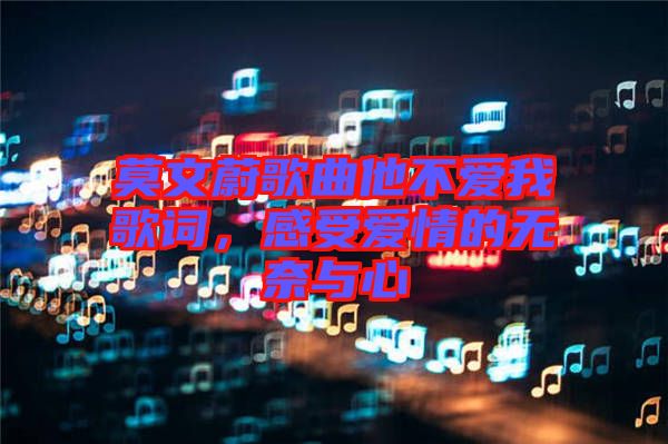 莫文蔚歌曲他不愛我歌詞，感受愛情的無奈與心