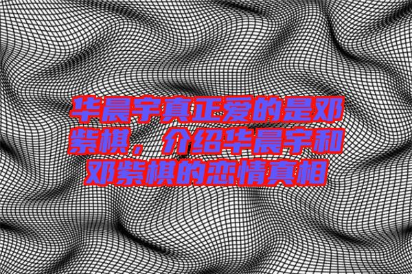 華晨宇真正愛的是鄧紫棋，介紹華晨宇和鄧紫棋的戀情真相