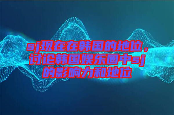 sj現(xiàn)在在韓國的地位，討論韓國娛樂圈中sj的影響力和地位