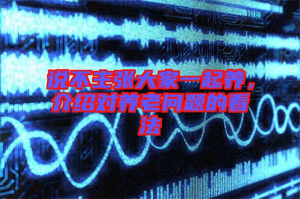 說不主張大家一起養(yǎng)，介紹對養(yǎng)老問題的看法
