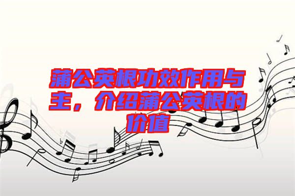 蒲公英根功效作用與主，介紹蒲公英根的價值