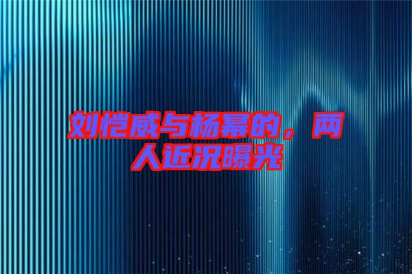 劉愷威與楊冪的，兩人近況曝光