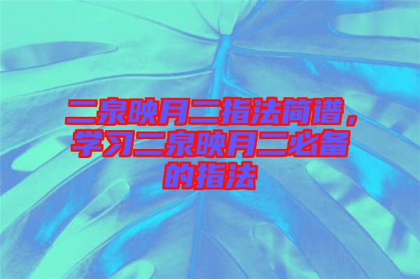 二泉映月二指法簡譜，學(xué)習(xí)二泉映月二必備的指法