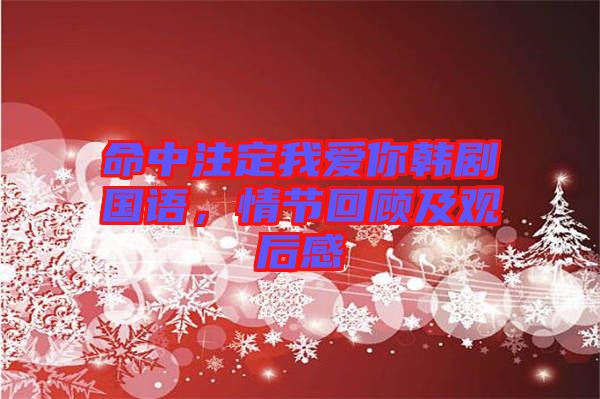 命中注定我愛你韓劇國語，情節(jié)回顧及觀后感